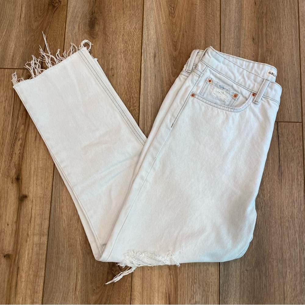 GRLFRND The Karolina - High Rise Straight Crop - Light Wash Denim Jean - 28
